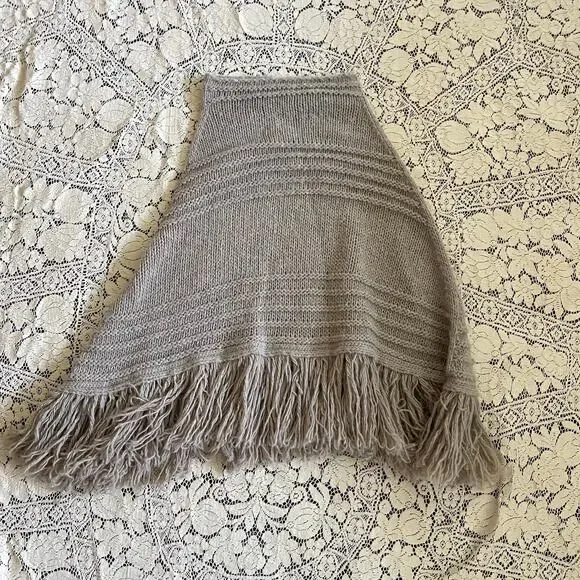 Y2K vintage 2000s Italian knit fringe maxi skirt euro boho fairy wool blend XS/S - Picture 7 of 9